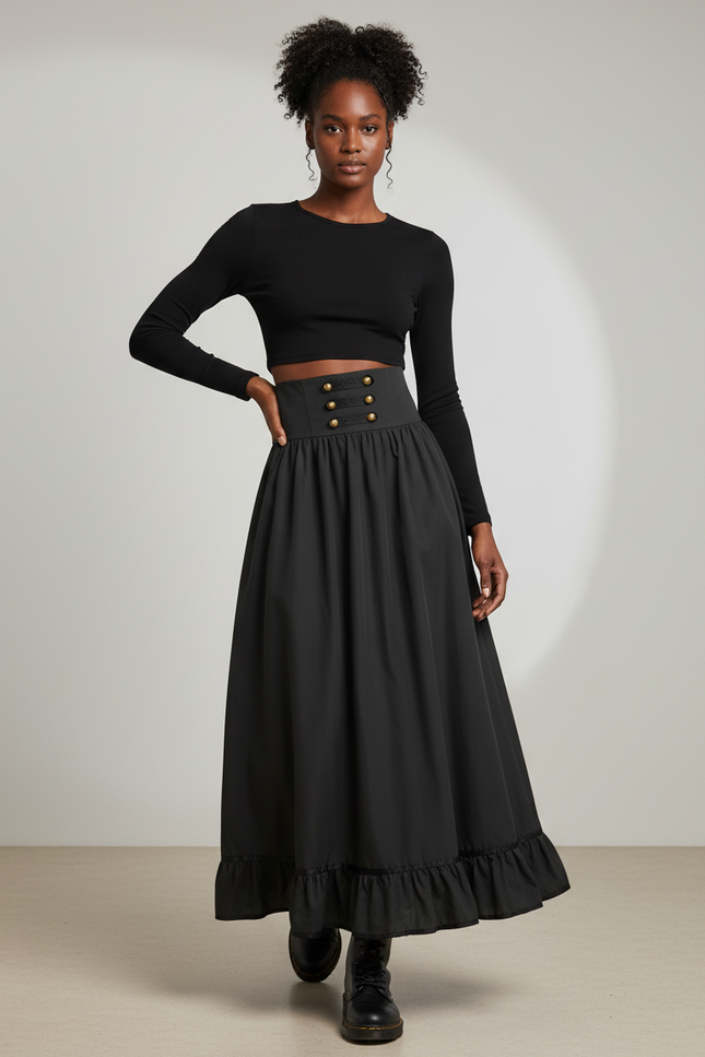 Jupe Longue Boutonnee Femme