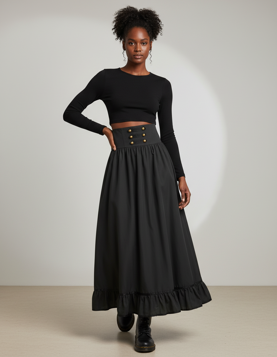 Jupe Longue Boutonnee Femme