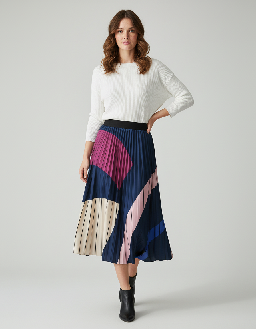 Jupe Plissée Longue Satin