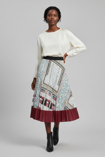 Jupe Longue Plissée Imprimée Élégante Bohème