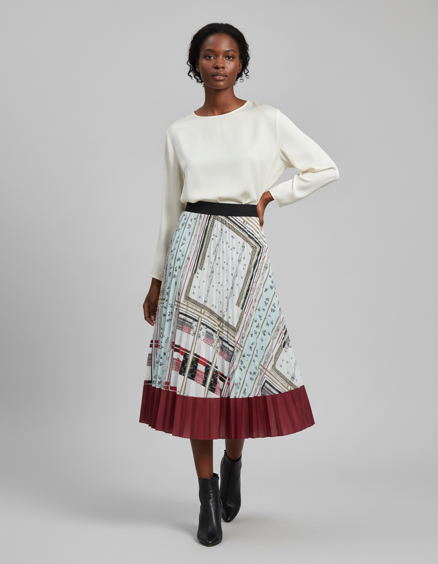 Jupe Longue Plissée Imprimée Élégante Bohème