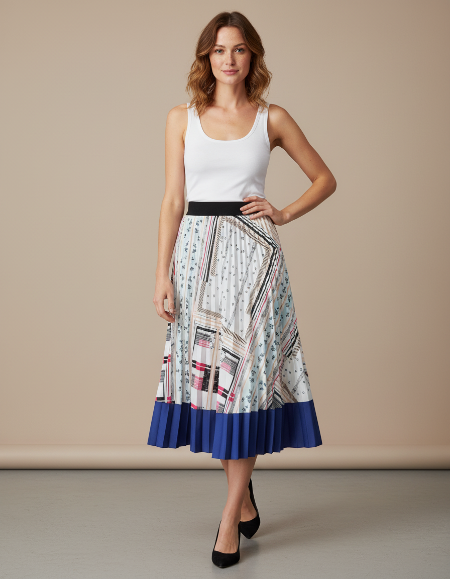 Jupe Longue Blanche Et Bleu