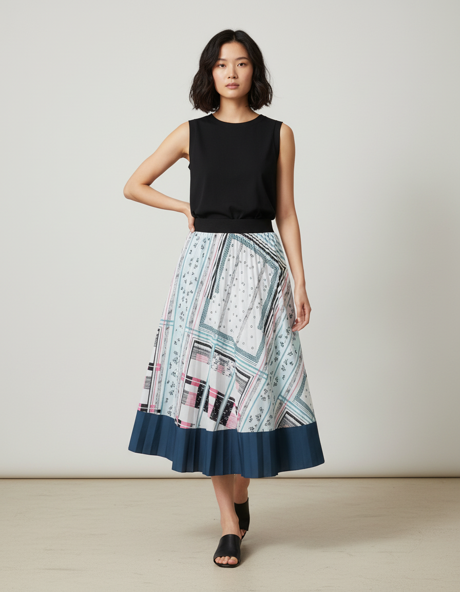 Jupe Longue Rayée Bleu Et Blanc