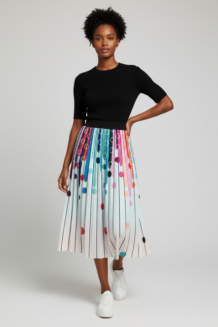 Jupe Longue Plissée Imprimé Coloré Chic