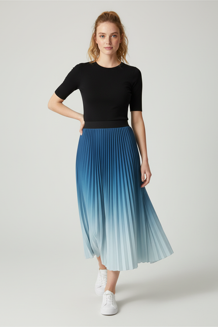Jupe Longue Plissée Dégradée Fluide