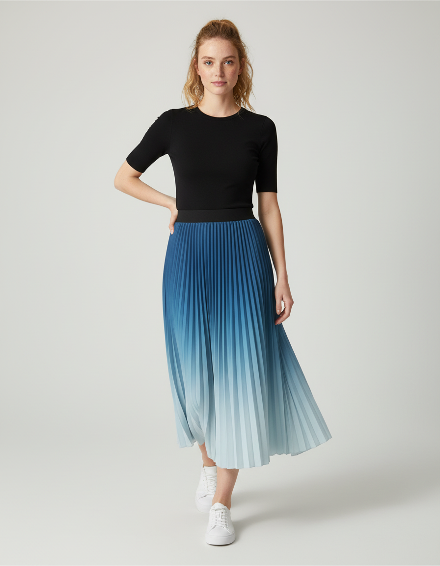 Jupe Longue Plissée Dégradée Fluide