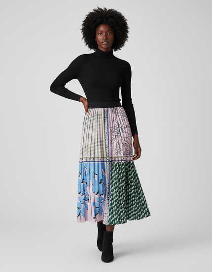 Jupe Longue Plissée Motifs Chic