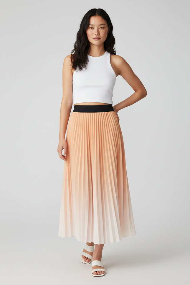 Jupe Longue Plissée Ombrée Fluide