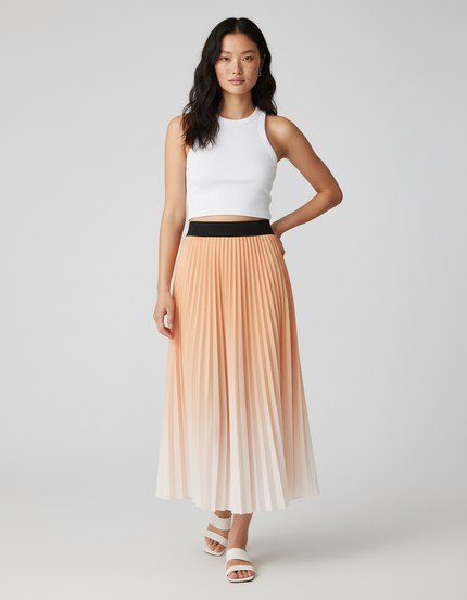 Jupe Longue Plissée Ombrée Fluide