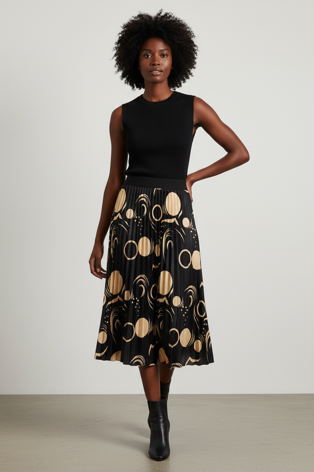 Jupe Longue Plissée Imprimée Chic