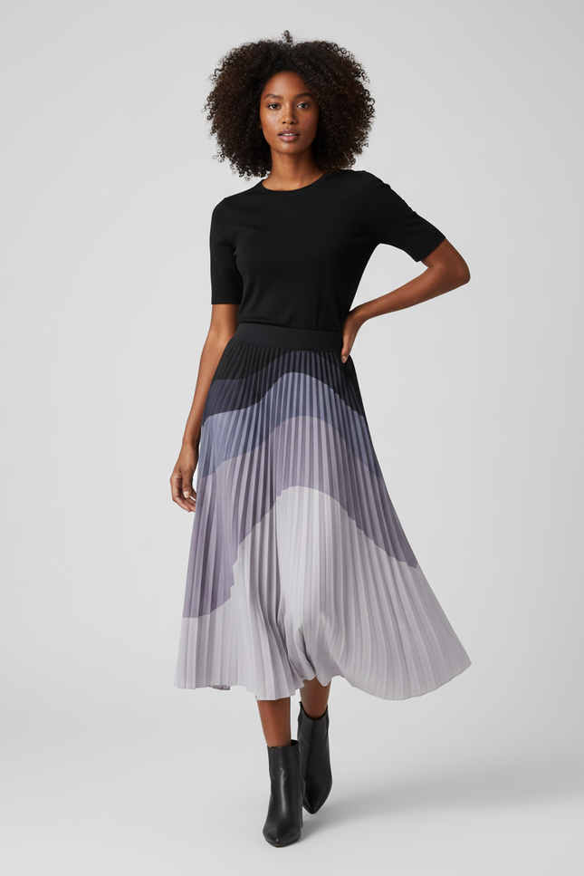 Jupe Longue Plissée Dégradée Fluide Tendance