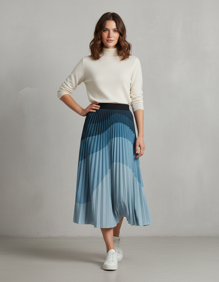 Jupe Longue Plissée Motif Dégradé Fluide
