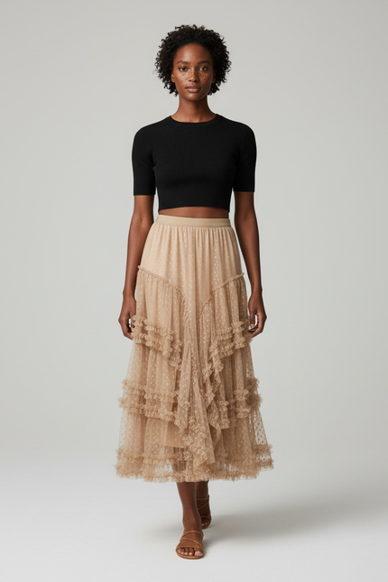 Jupe Longue Volant Tulle