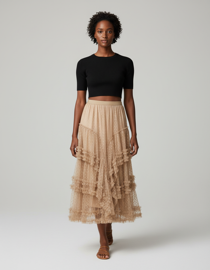 Jupe Longue Volant Tulle