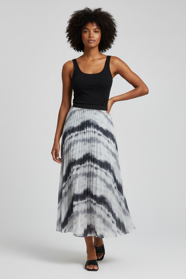 Jupe Longue Plissée Tie-Dye Élégante