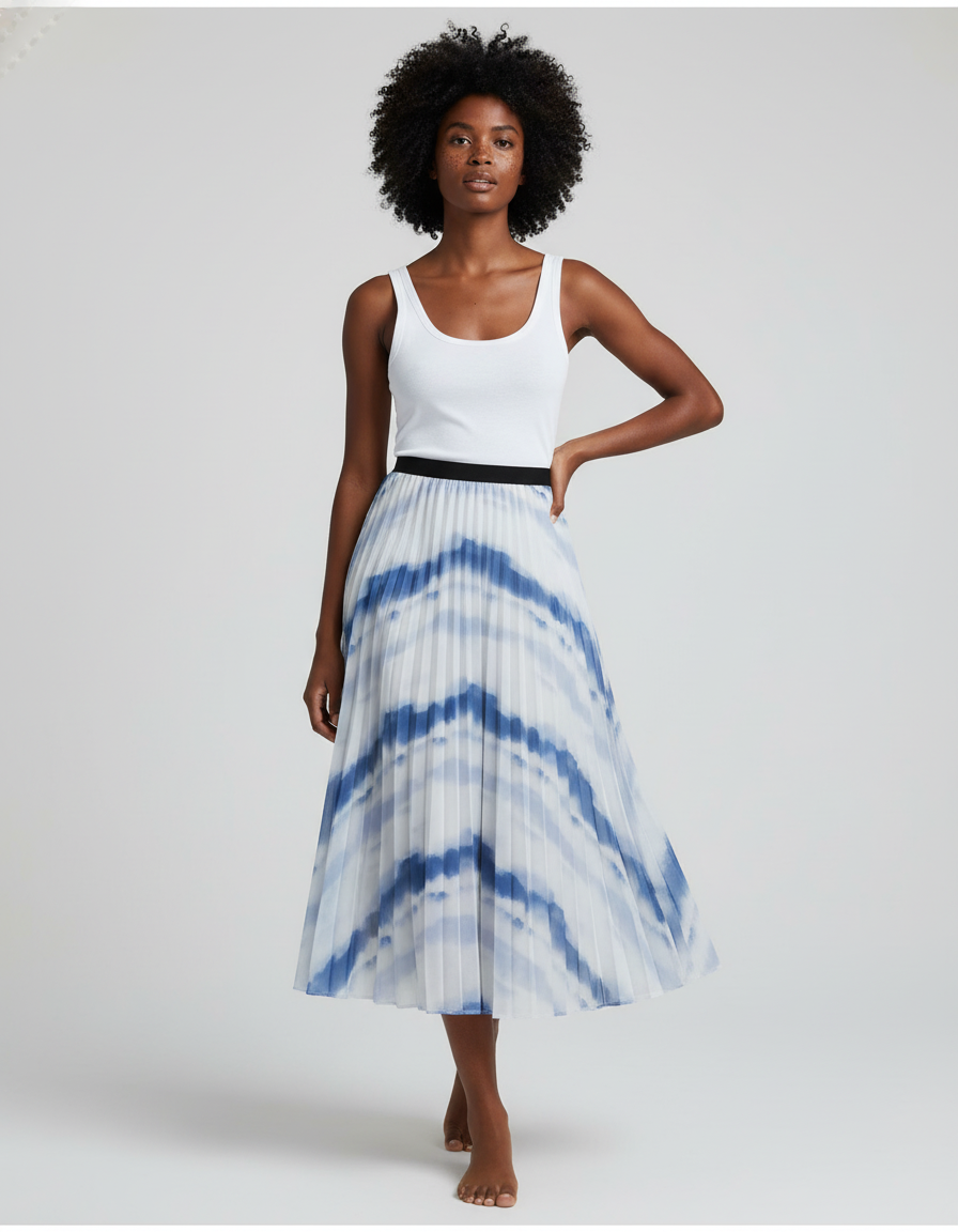 Jupe Longue Plissée Imprimée Fluide Chic