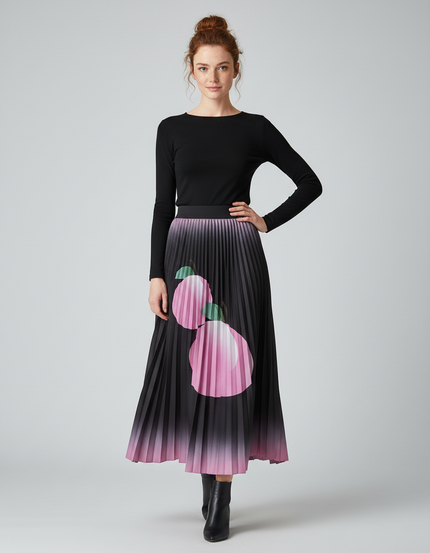 Jupe Longue Plissée Imprimée Chic Femme