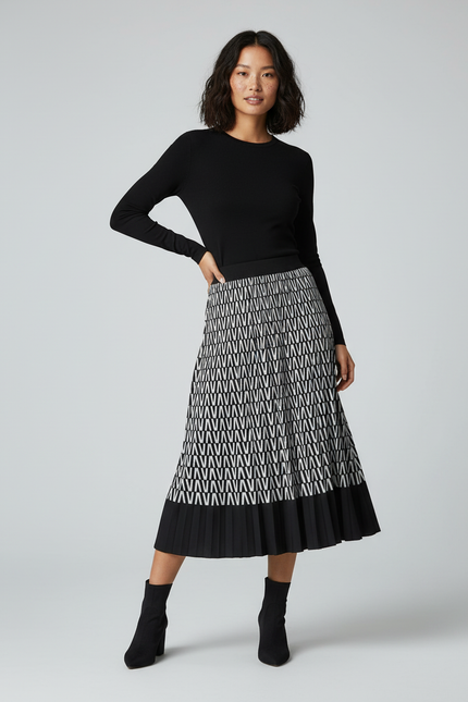 Jupe Longue Imprimée Plissée Chic