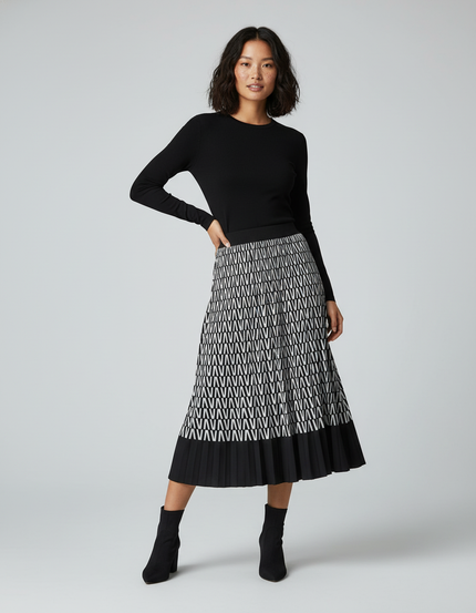 Jupe Longue Imprimée Plissée Chic