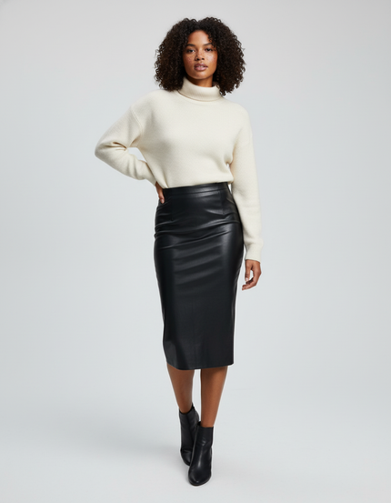 Jupe Noir Moulante Mi-Longue