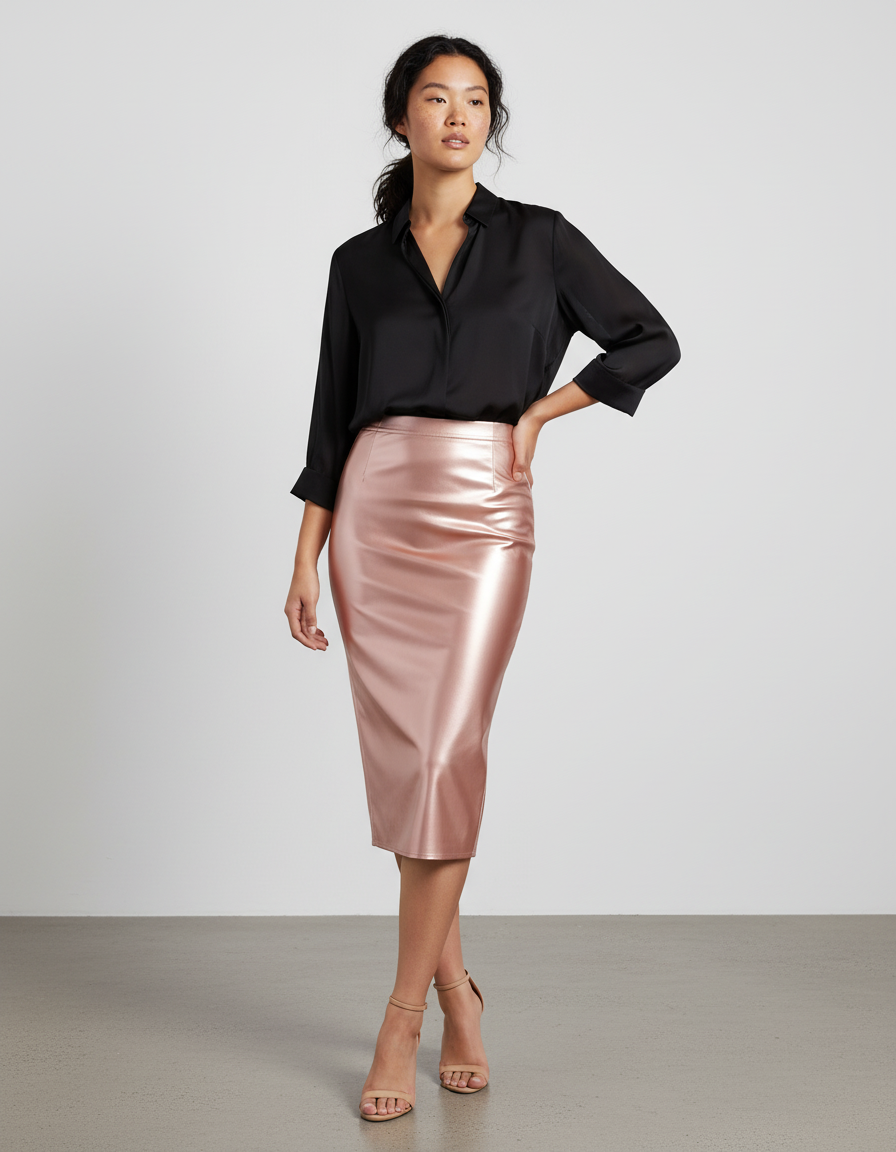 Jupe Longue Rose Satinée Sexy