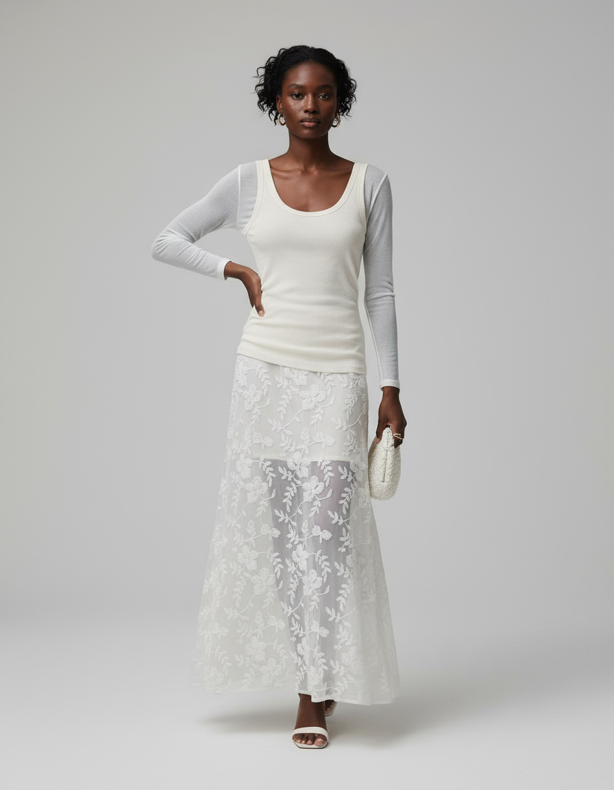 Jupe Longue Broderie