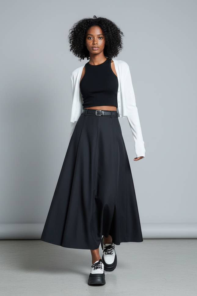 Jupe Longue A-Line Taille Haute Élégante