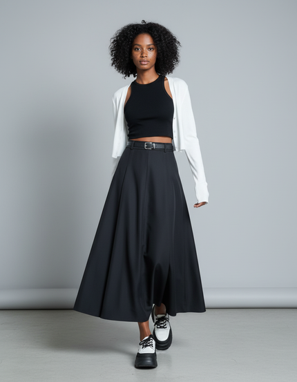 Jupe Longue A-Line Taille Haute Élégante