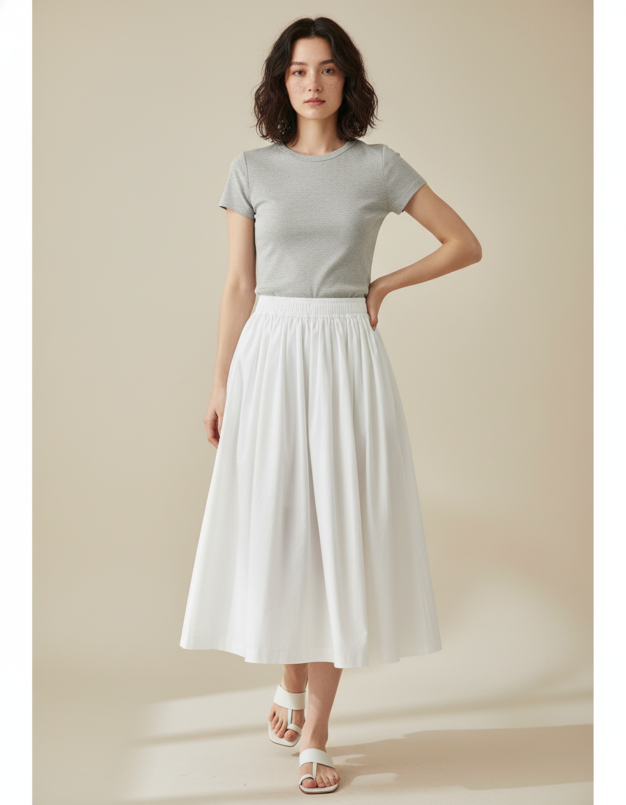 Jupe Longue Coton Blanc