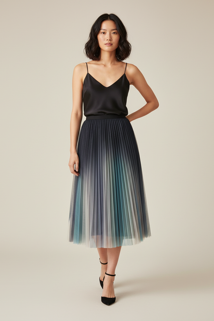 Jupe Longue Dégradé Plissée Fluide