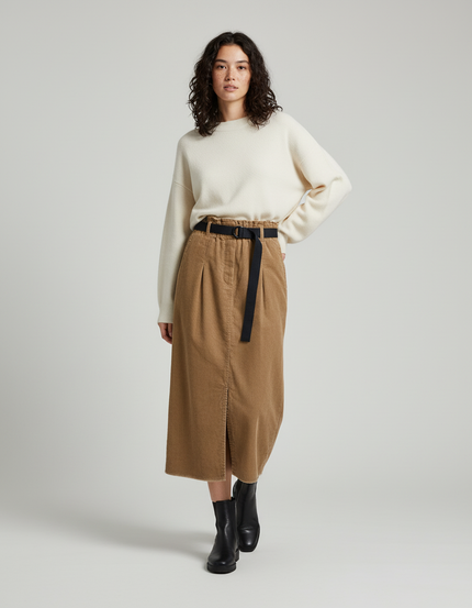 Jupe Longue Velours Côtelé Camel Chic