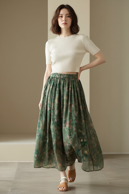 Jupe Longue Imprimé Floral Fluide Bohème