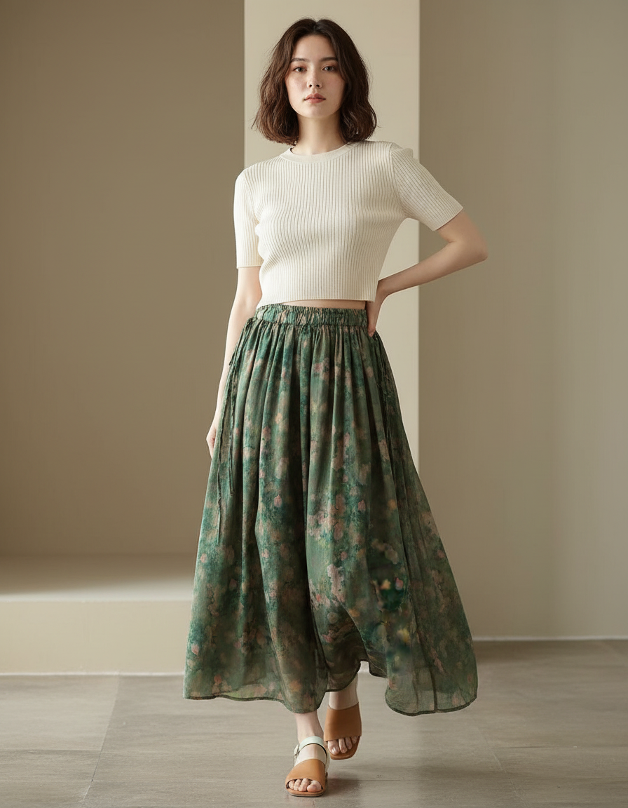 Jupe Longue Imprimé Floral Fluide Bohème