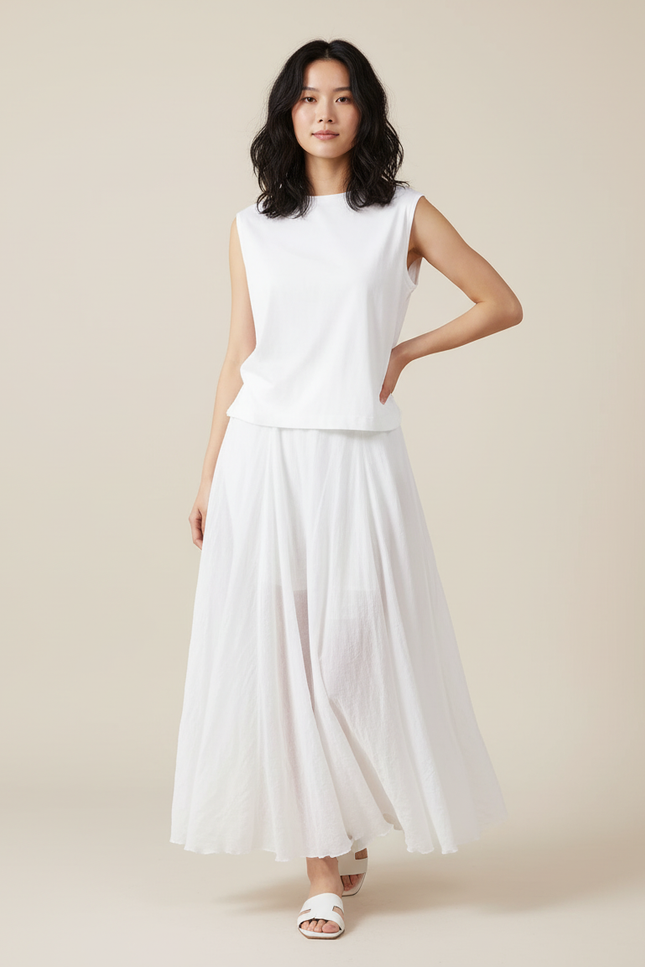 Jupe Longue Blanche Plissée Bohème
