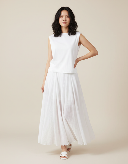 Jupe Longue Blanche Plissée Bohème