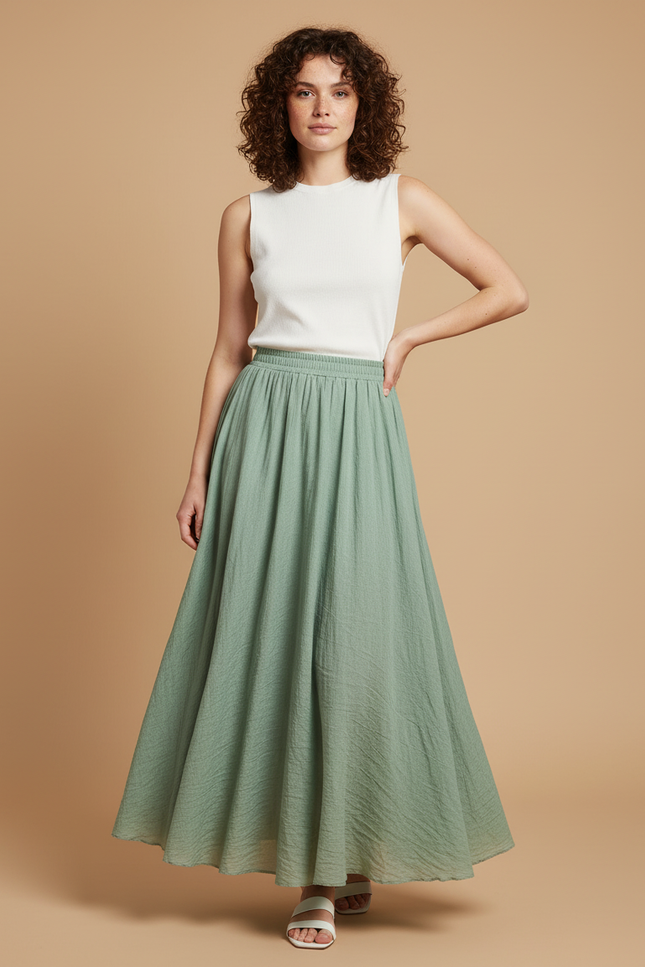 Jupe Longue Verte Fluide Bohème