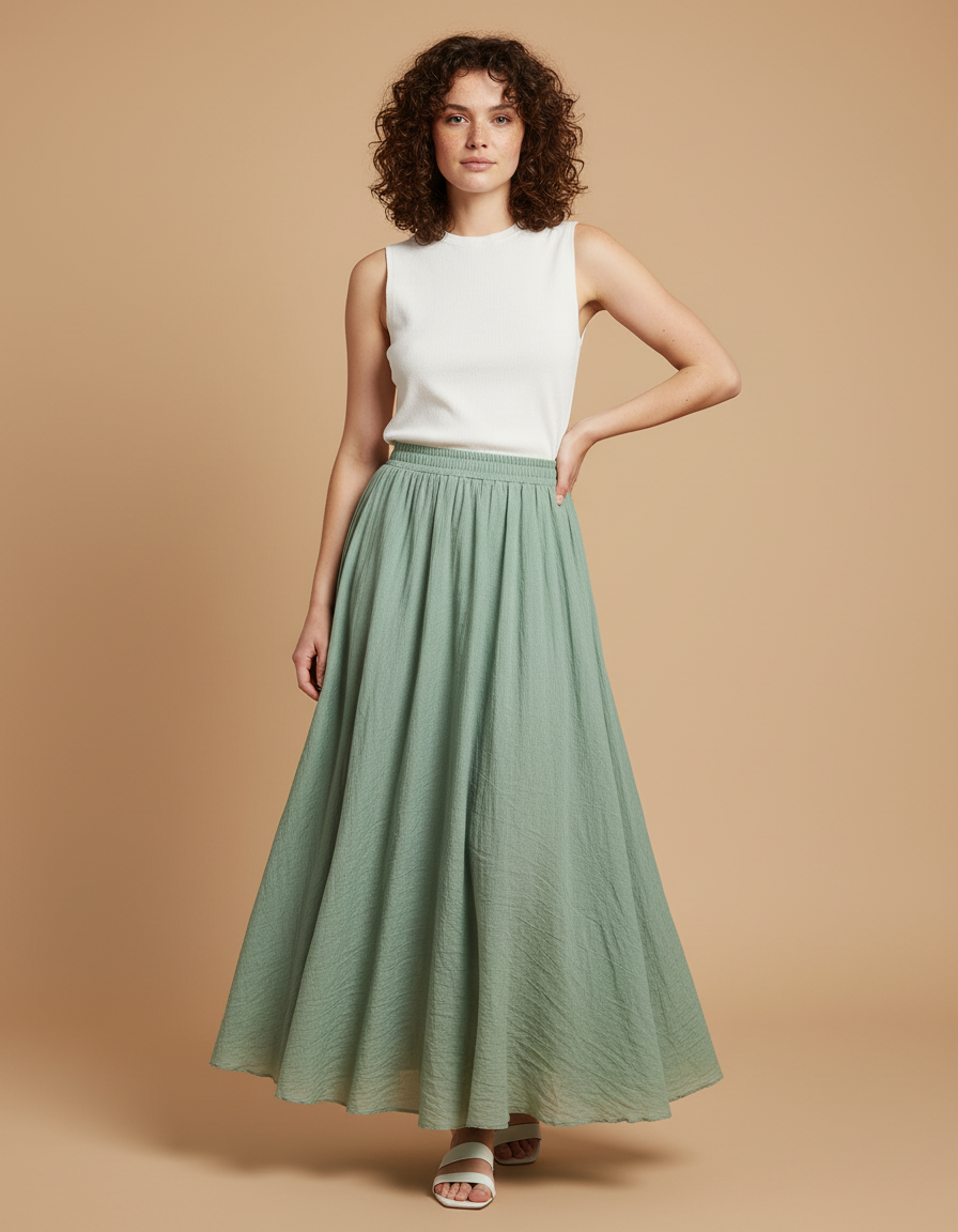Jupe Longue Verte Fluide Bohème
