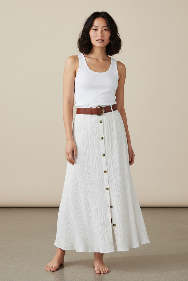 Jupe Longue Droite En Lin