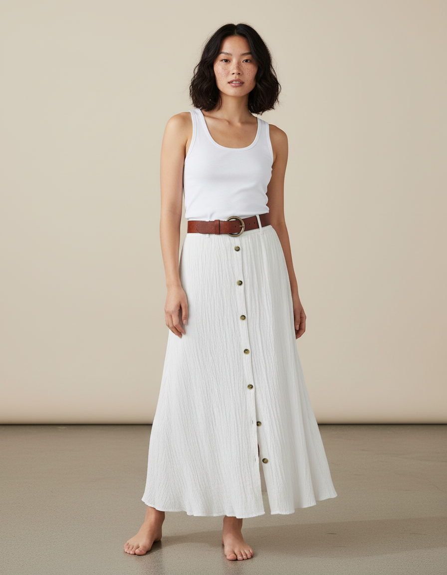 Jupe Longue Droite En Lin