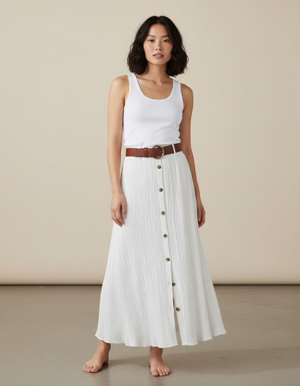 Jupe Longue Droite En Lin