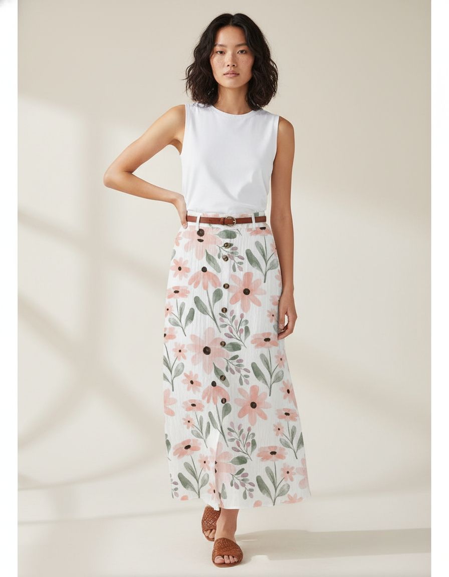 Jupe Longue Fleurie Fille