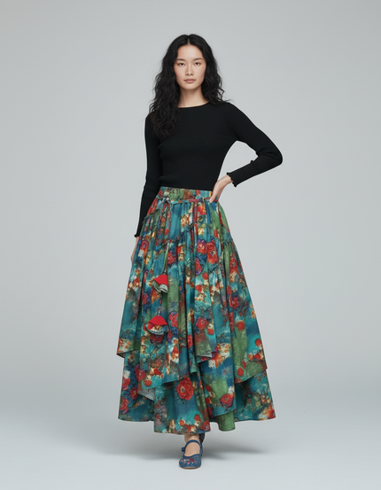 Jupe Longue Florale Superposée Bohème