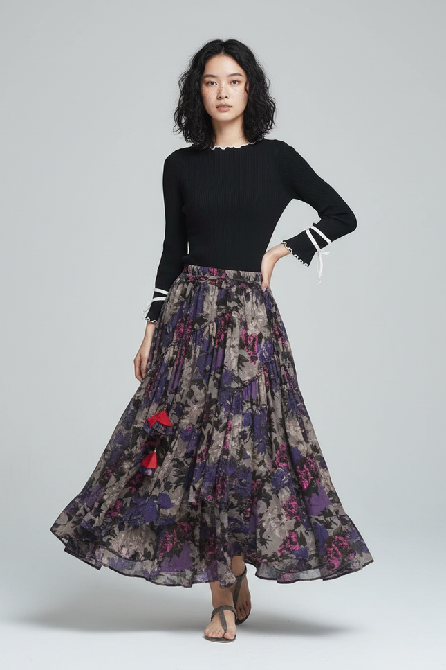 Jupe Longue Imprimée Florale Bohème