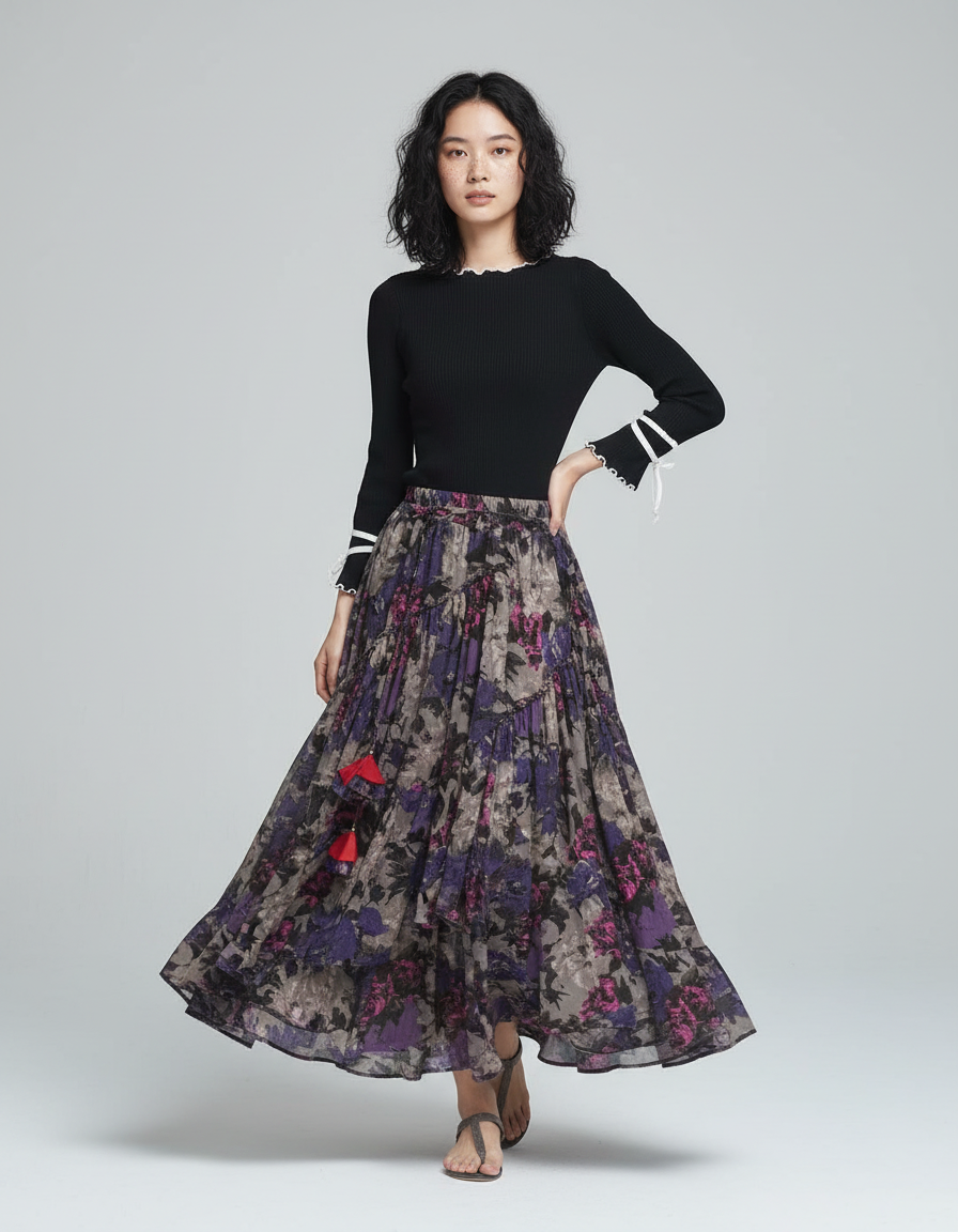 Jupe Longue Imprimée Florale Bohème