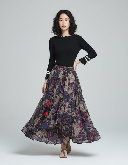 Jupe Longue Imprimée Florale Bohème