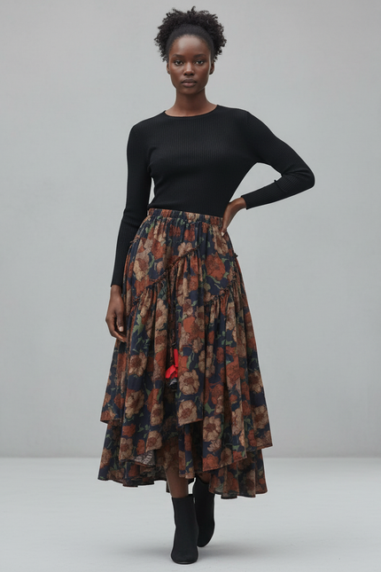 Jupe Longue Fleurie Volants Bohème