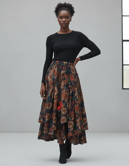 Jupe Longue Fleurie Volants Bohème