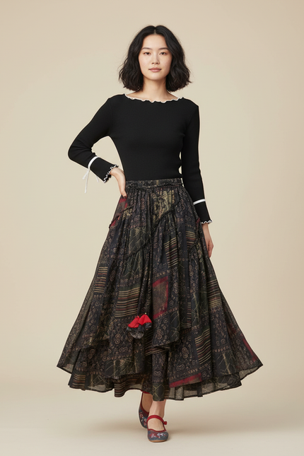 Jupe Longue Ethnique Fluide Bohème