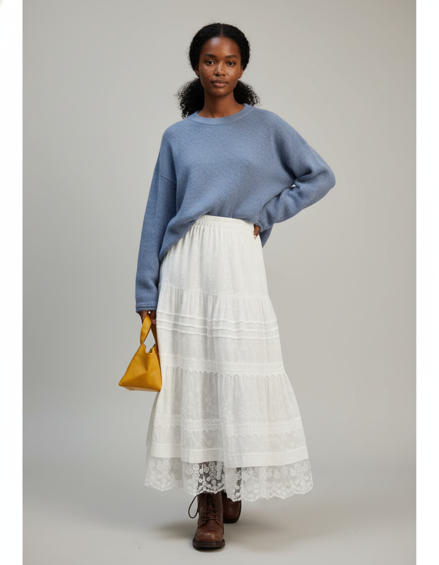 Jupe Longue Blanche Broderie Anglaise