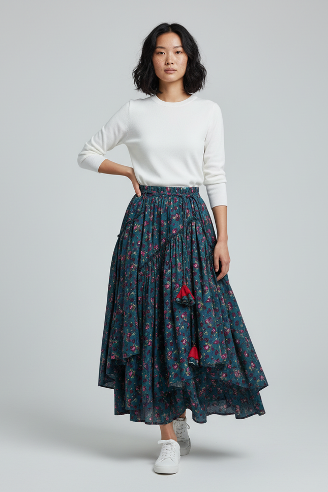 Jupe Longue Florale Asymétrique Bohème